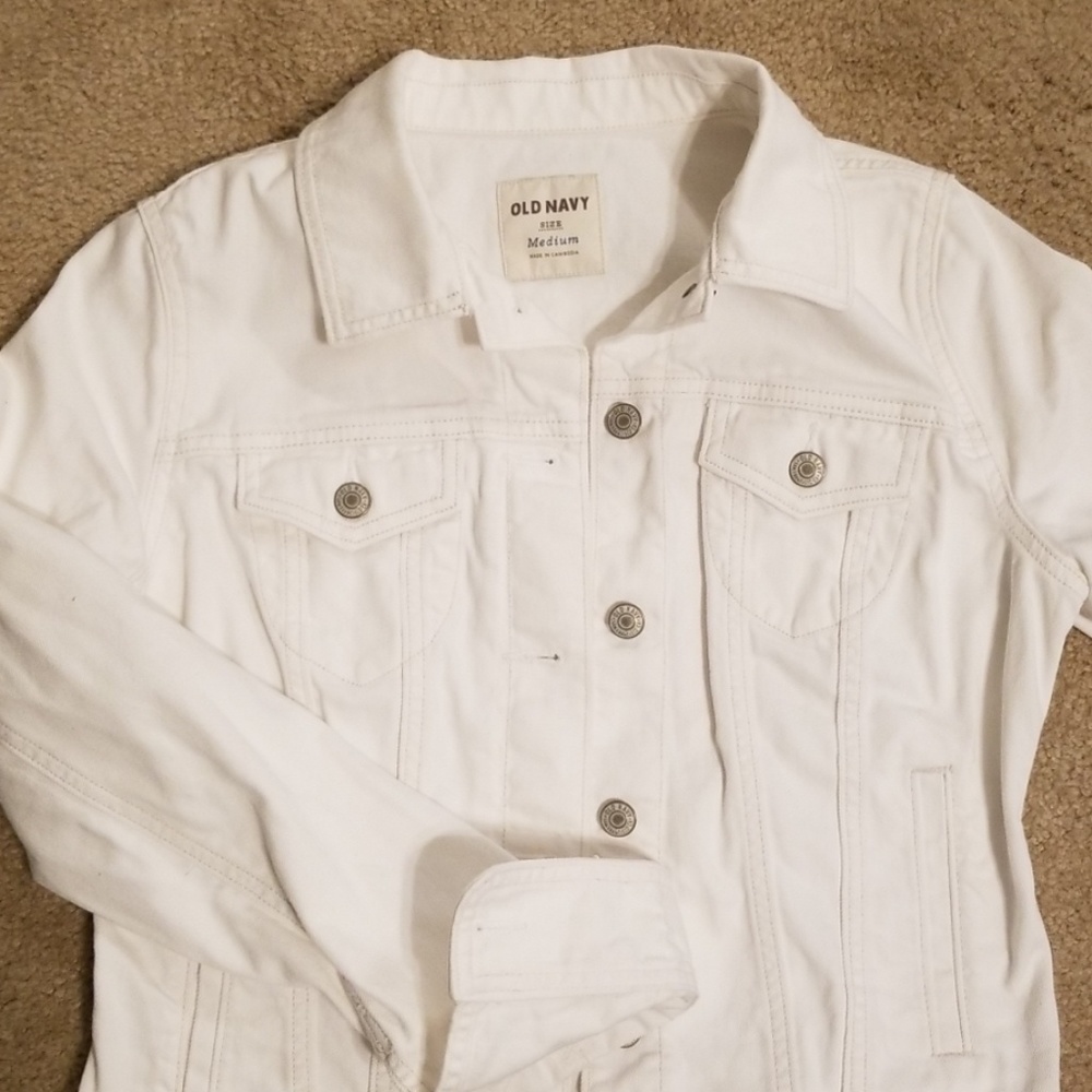 Old Navy White Denim Jacket with Button Front